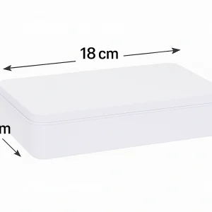 קופסת פח לבנה קלמר עם מידות 18x7.7x2.4