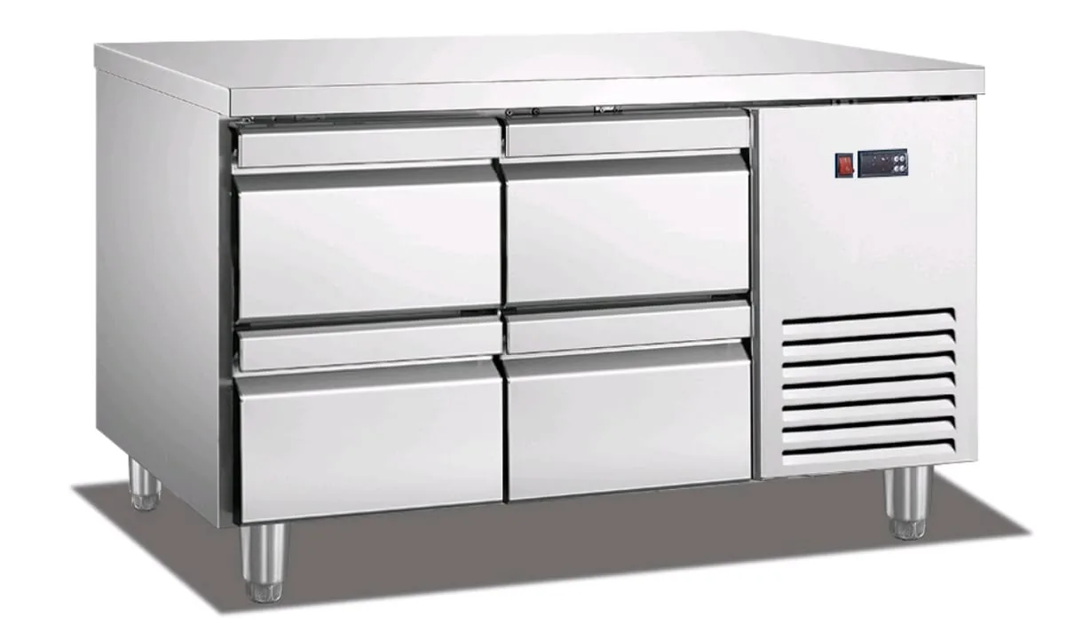 מקרר דלפק נירוסטה 4 מגירות 1500 700 850 ממ 318W מעלות 2-8