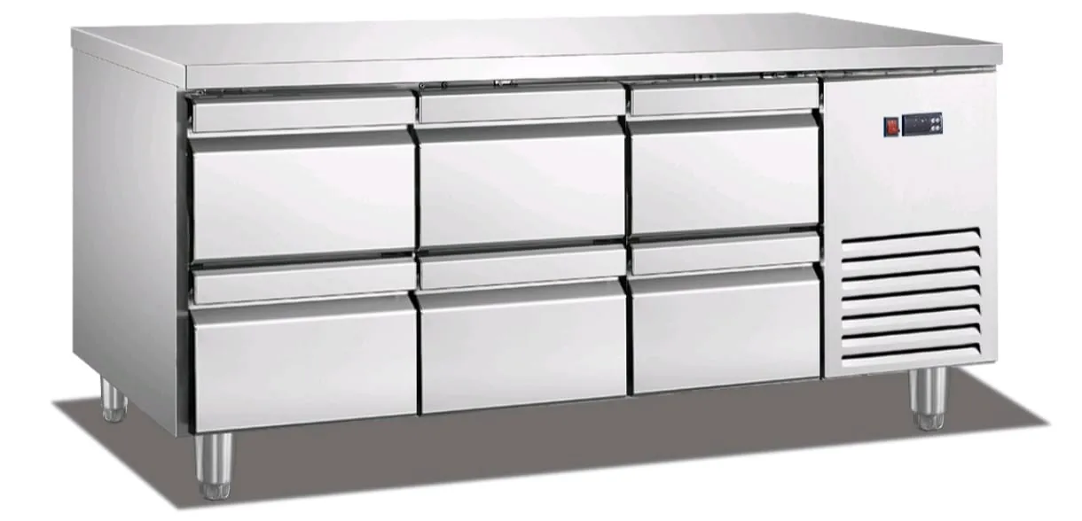 מקרר דלפק נירוסטה 6 מגירות 1800 700 850 ממ 400W מעלות 2-8