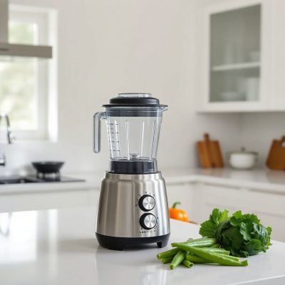 Modern silent kitchen with industrial blender