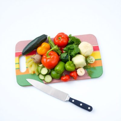 Lively cutting board with vegetables
