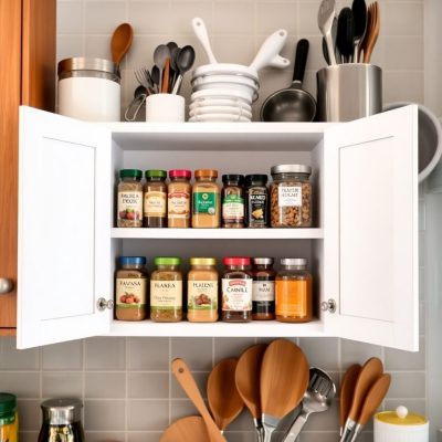 Organized kitchen shelves
