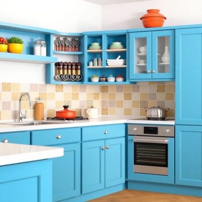 A colorful array of magnetic spice containers in a modern kitchen.
