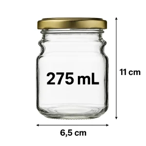 צנצנת זכוכית אוזן 275 מל עם מידות