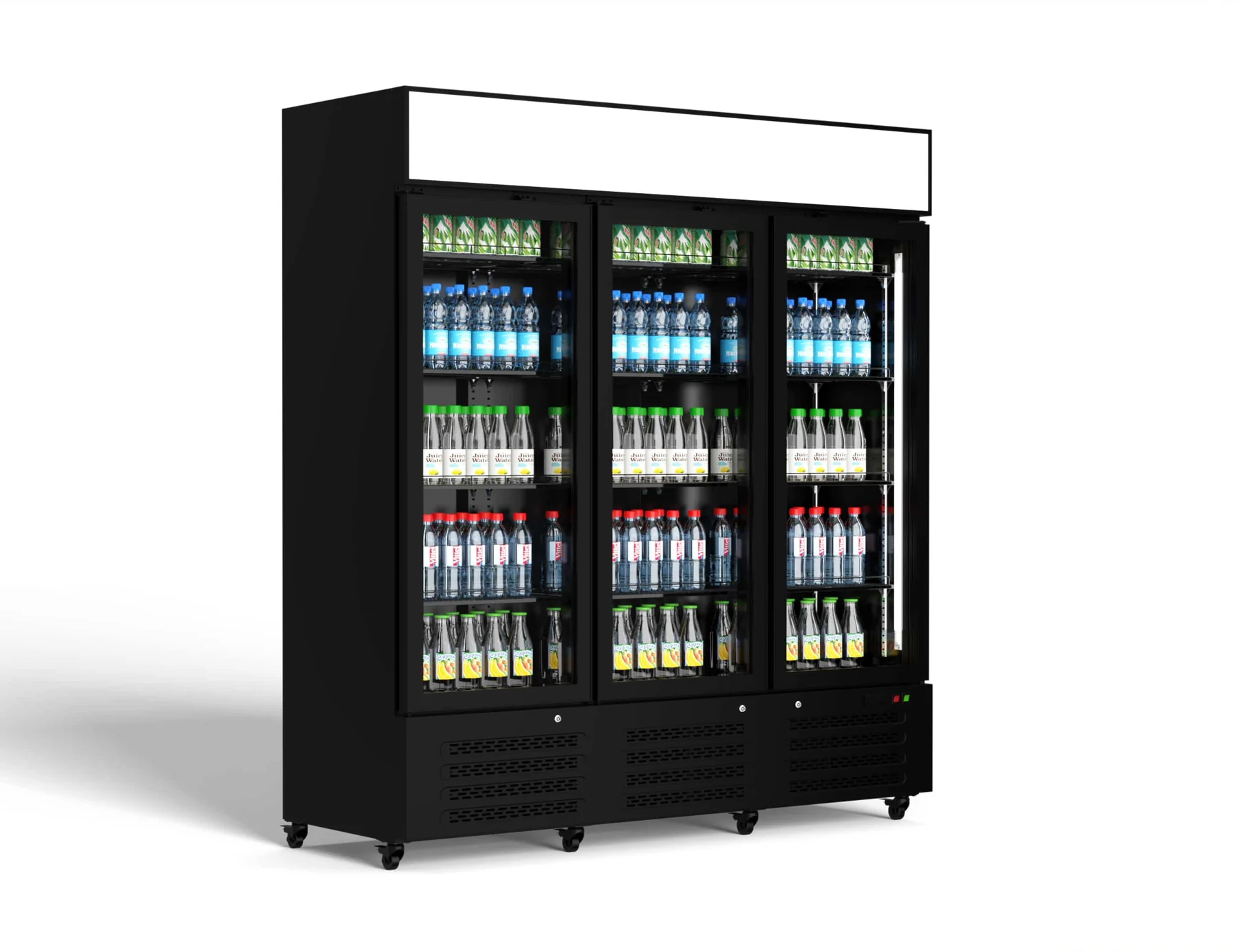 מקרר ויטרינה תעשייתי RF-1390PS עם שלוש דלתות זכוכית במבט זוויתי