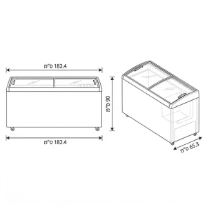 שרטוט מידות חיצוניות RF-650PG רוחב 182.4 עומק 65.3 וגובה 90 סנטימטר