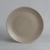צלחת מלמין בגוון אפרפר, מבנה עגול עם דוגמה מעגלית