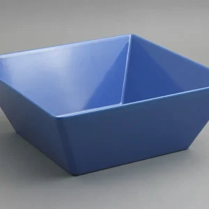 קערה מלמין בגוון כחול, מבנה ריבועי קוני